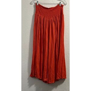 SANDY STARKMAN Orange Crinkle Boho Peasant Full Flare Maxi Gauchos XL